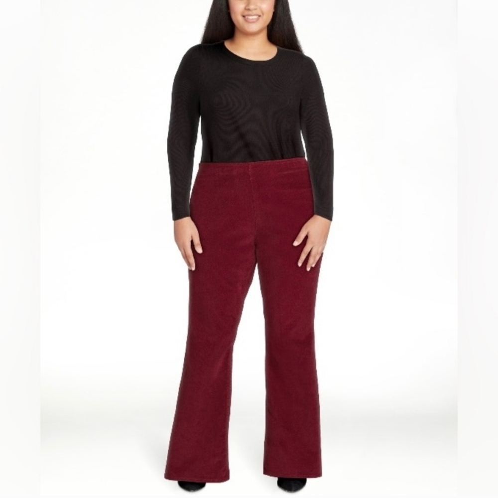 No Boundaries Corduroy Super High Rise Pull On Flare Pants Rich Red‎ Large 11-13